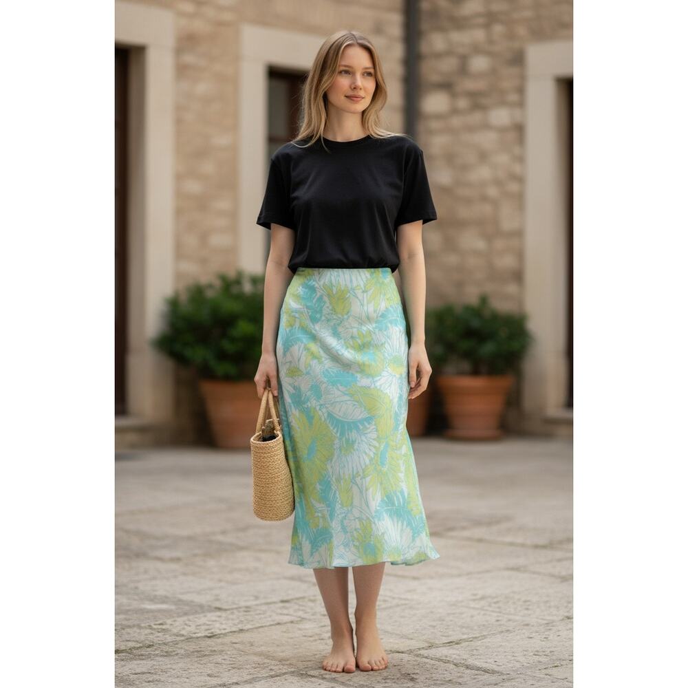 Express Silk Floral Midi Skirt (XS)